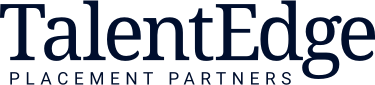TalentEdge Placement Partners logo: "TalentEdge" in large navy blue serif font, "PLACEMENT PARTNERS" below in smaller grey fo